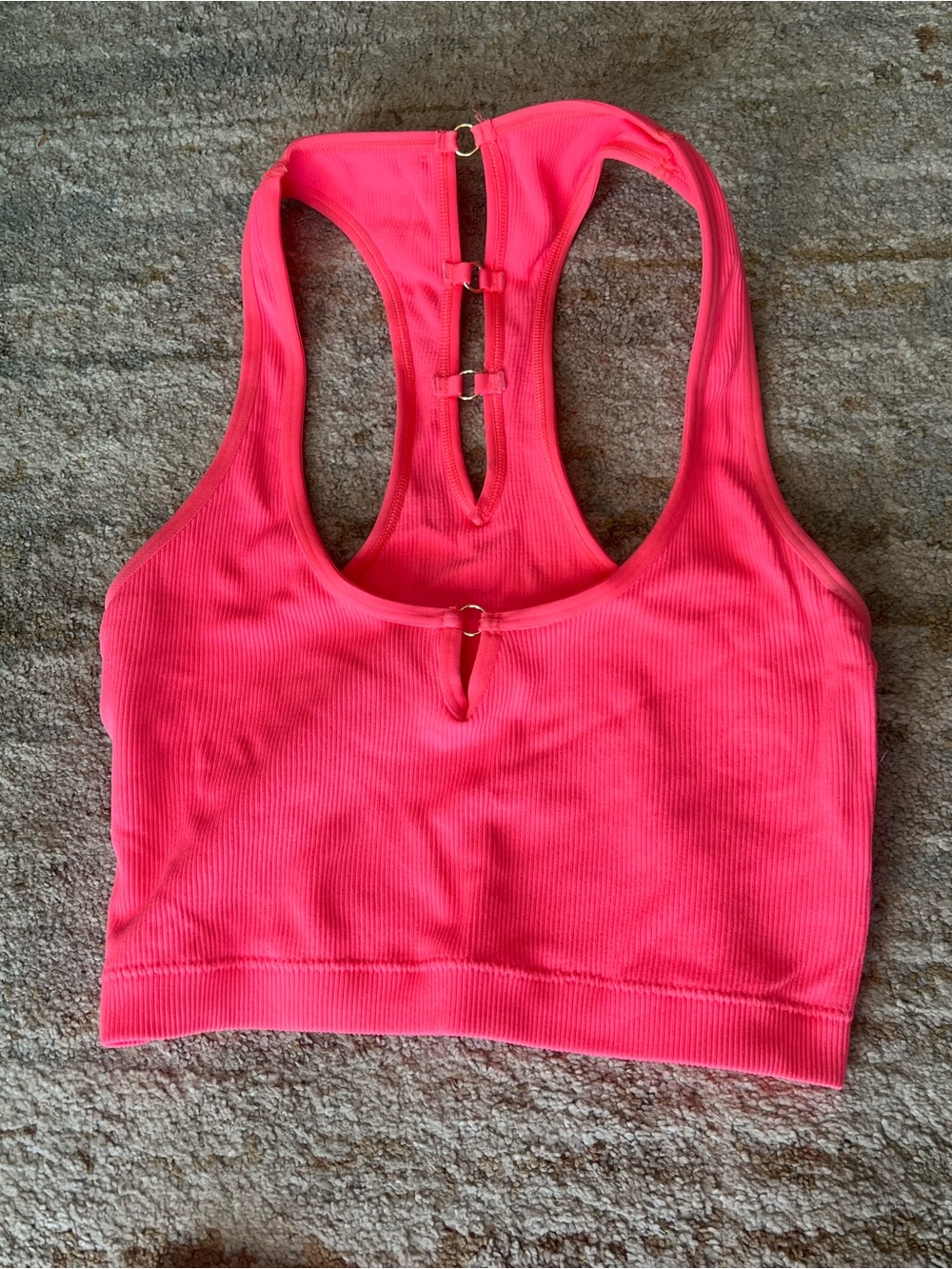 Aerie Ribbed Racerback Sports Bra in Neon Coral